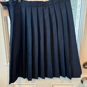 French Toast Navy Pleated Skater Skirt